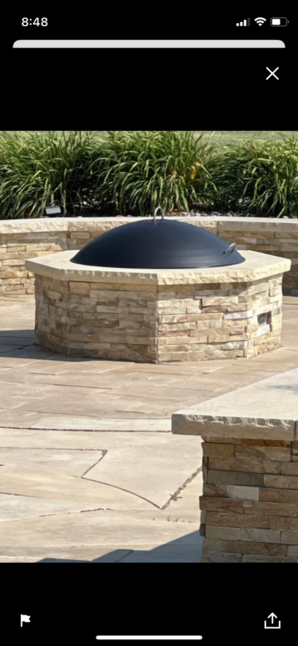 42" Solid Dome Fire Pit Cover-Wood Or Gas Fire Pits