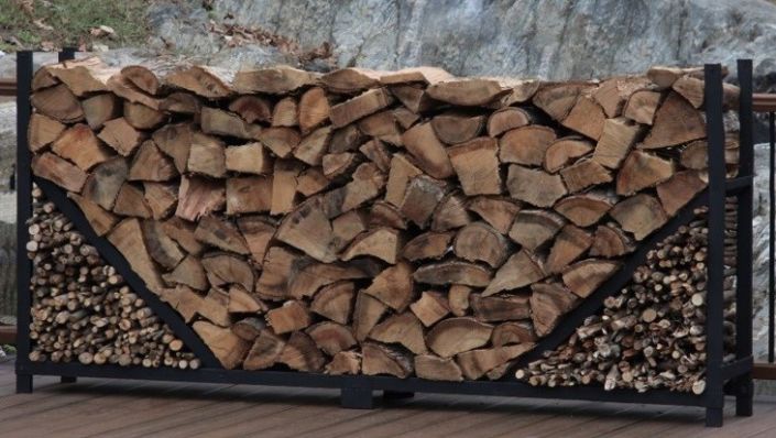 8ft OUTDOOR FIREWOOD LOG Rack Straight Side with storage crib