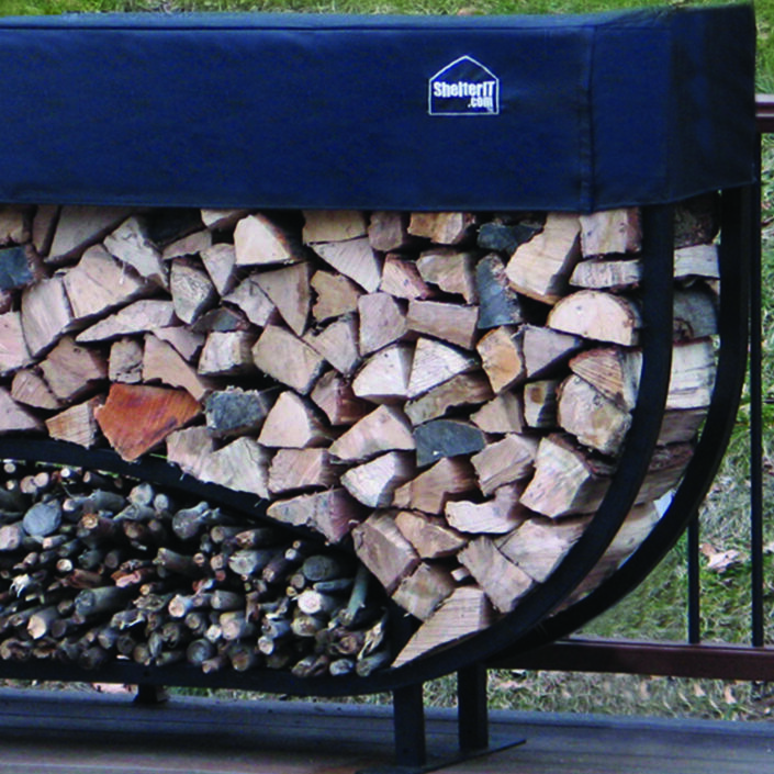 Firewood Log Rack 8' Wide Curved Firewood Rack with kindling area and Cover
