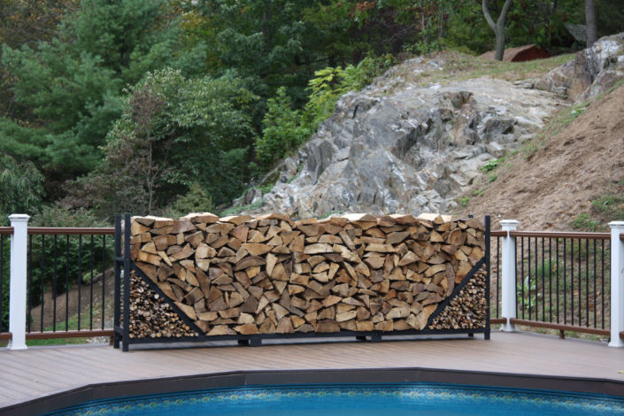 12ft Outdoor Firewood Log Rack Straight Side With Storage Crib-no Cover