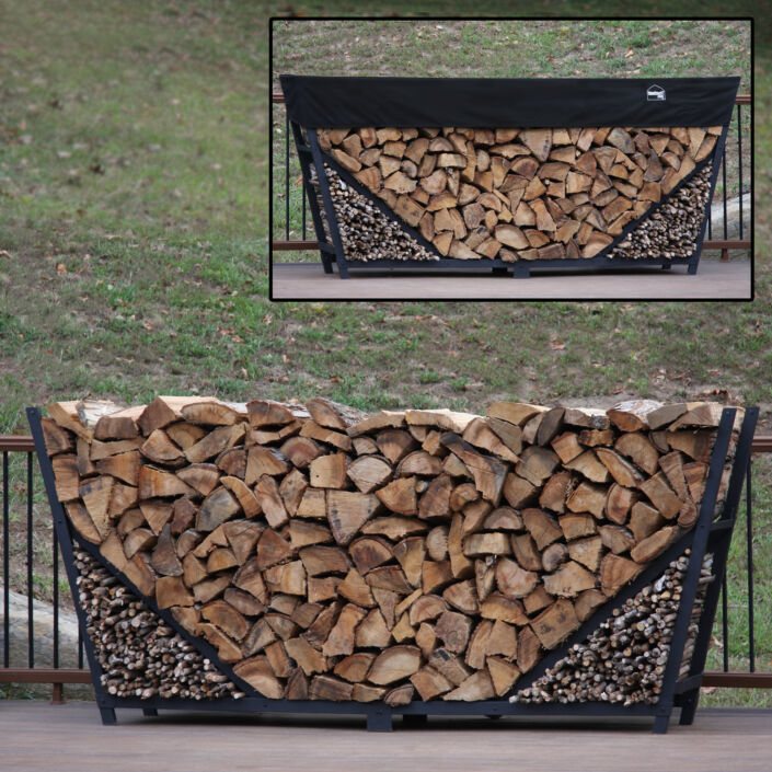 Firewood Log Rack 10' Wide Slanted Side Firewood Rack With Cover
