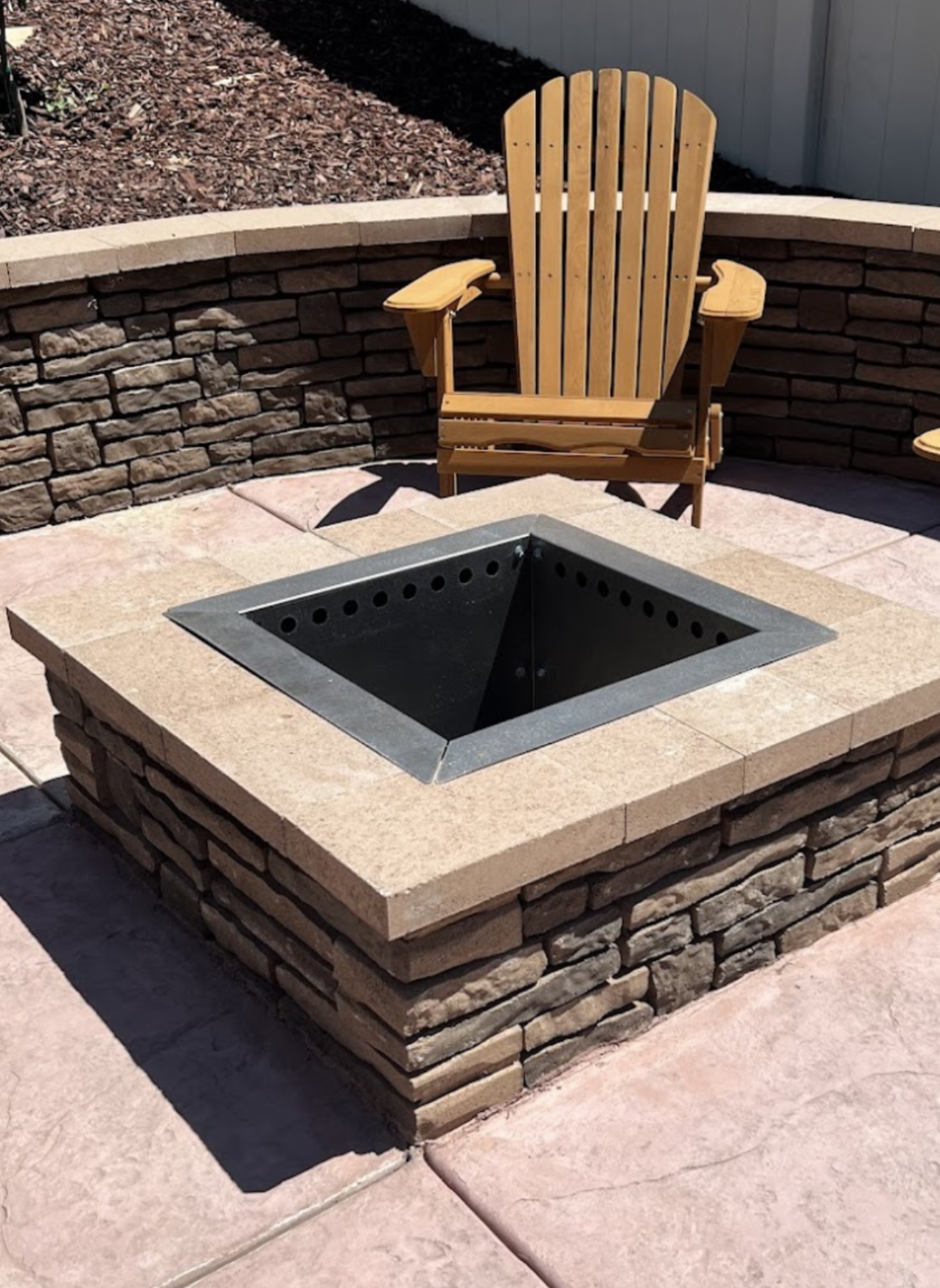 Corten Steel Square Fire Pit Liner with Smokeless Design, 30-Inch