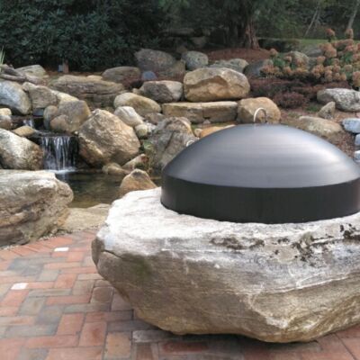 30" Solid Dome Fire Pit Cover with 1-4" Riser Option | FirePitScreens.net | Fire Pit Cover Made in USA