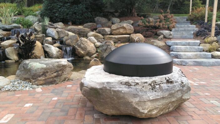 30" Solid Dome Fire Pit Cover with 1-4" Riser Option | FirePitScreens.net | Fire Pit Cover Made in USA