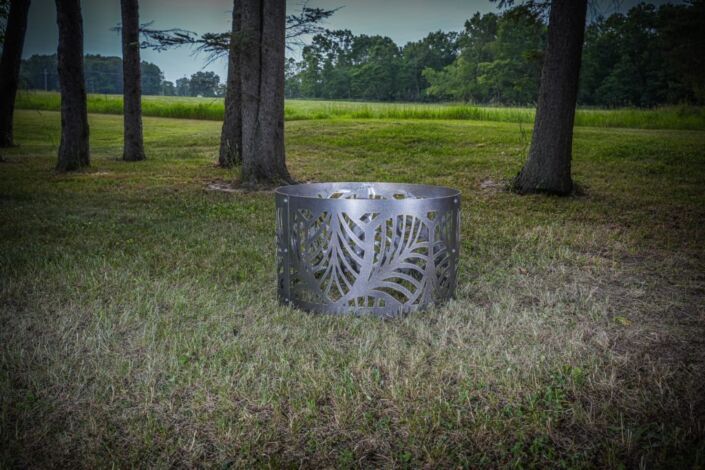 Palm Tree Leaf Design Fire Pit Ring Carbon Steel